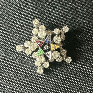 Vintage Rhinestone Order of the Eastern Star Masonic Pendant 1”